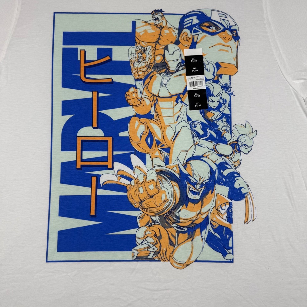 Marvel Comics Avengers Wolverine Anime Graphic T-Shirt Mens 3XL White NWT - Picture 2 of 6